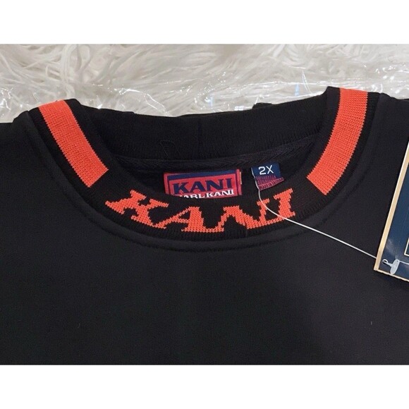 Vintage Kani Jeans Crewneck Pullover Sweatshirt 90s Embroidered Men’s Black 4X - Picture 4 of 11